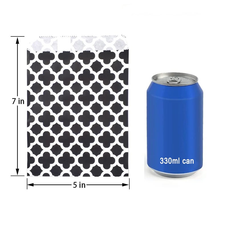 KEYYOOMY 100 Pcs Black Candy Buffet Bags - Small Polka Dot Paper Treat Bags for Wedding & Birthday Party (5 x 7 inch) - Image 2